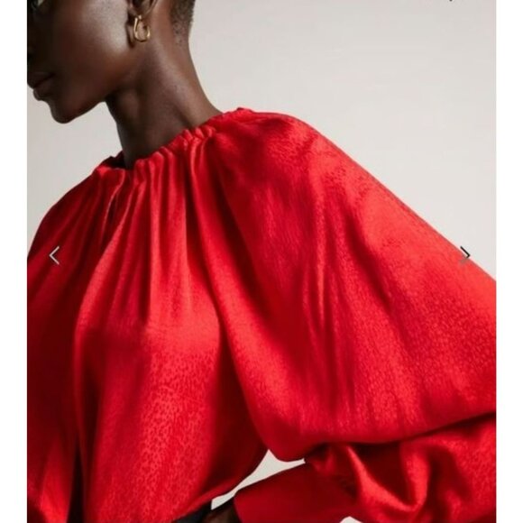 NEW Ted Baker London Womens Small Gathered Neck Tryniti Tie Front Blouse Shirt - Picture 3 of 13